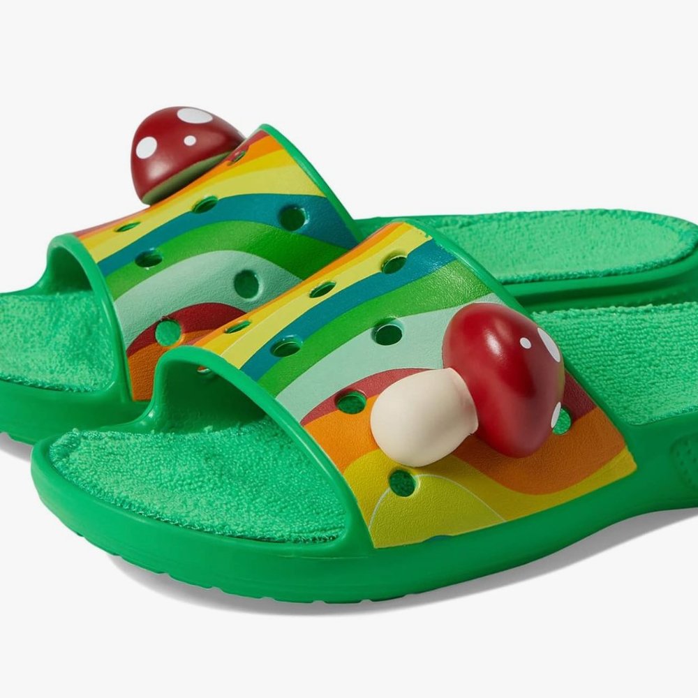 Mushroom Crocs Green Slides